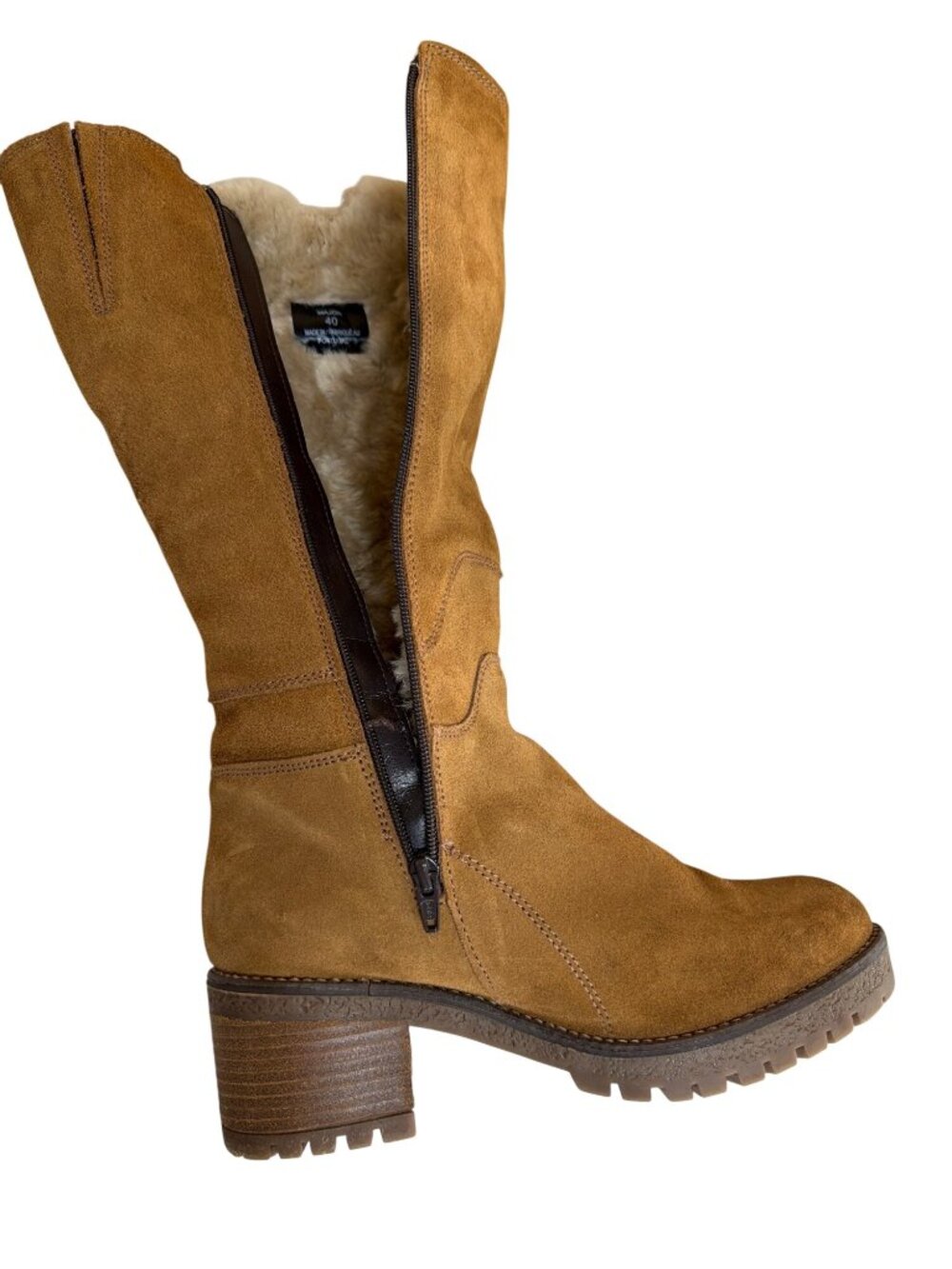 Overland Major Shearling-Lined Waterproof Suede Boots Tan W's 40 - Picture 9 of 14